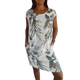 Venetia - Comfortable Round-Neck Dress with Tropical Floral Print