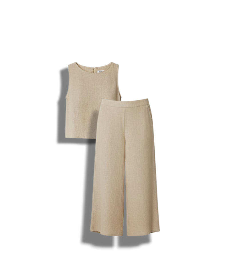 Freda - Stylish Two-Piece Women's Set with Flowy Pants and Crop Top