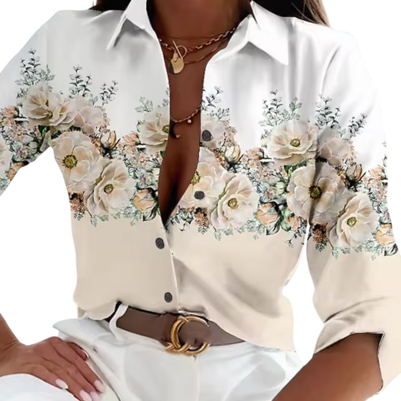 Bonnie - Lightweight Floral Print Blouse with Long Sleeves