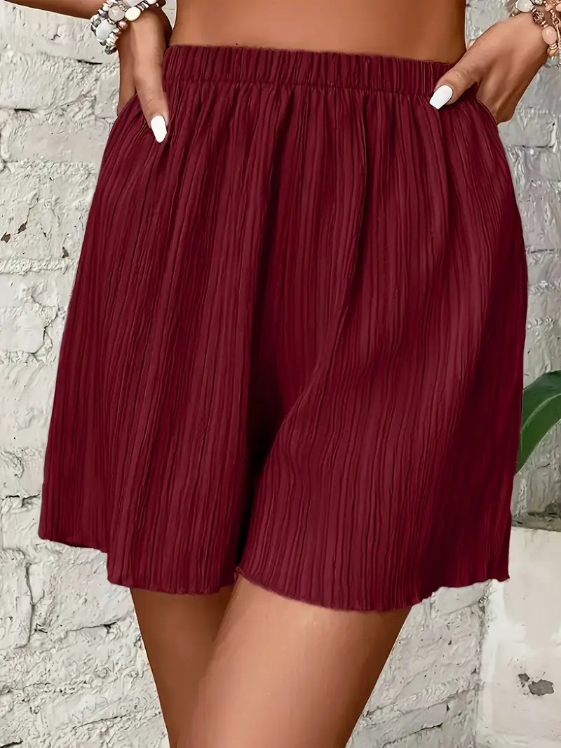 Debra - Elegant Pleated Shorts with Relaxed Fit and Elastic Waistband