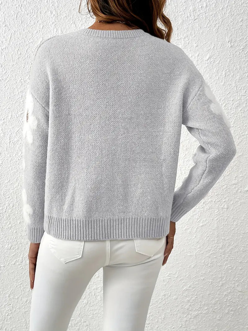 Sable - Cozy Knitted Sweater with Charming Floral Pattern