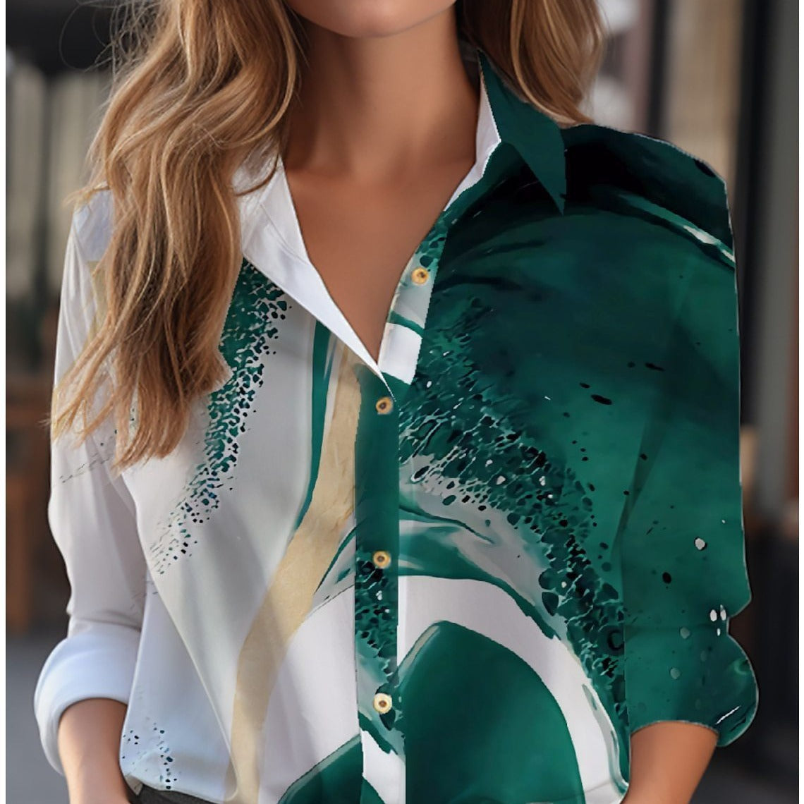 Sibyl - Floral Print Women's Blouse With Button Front