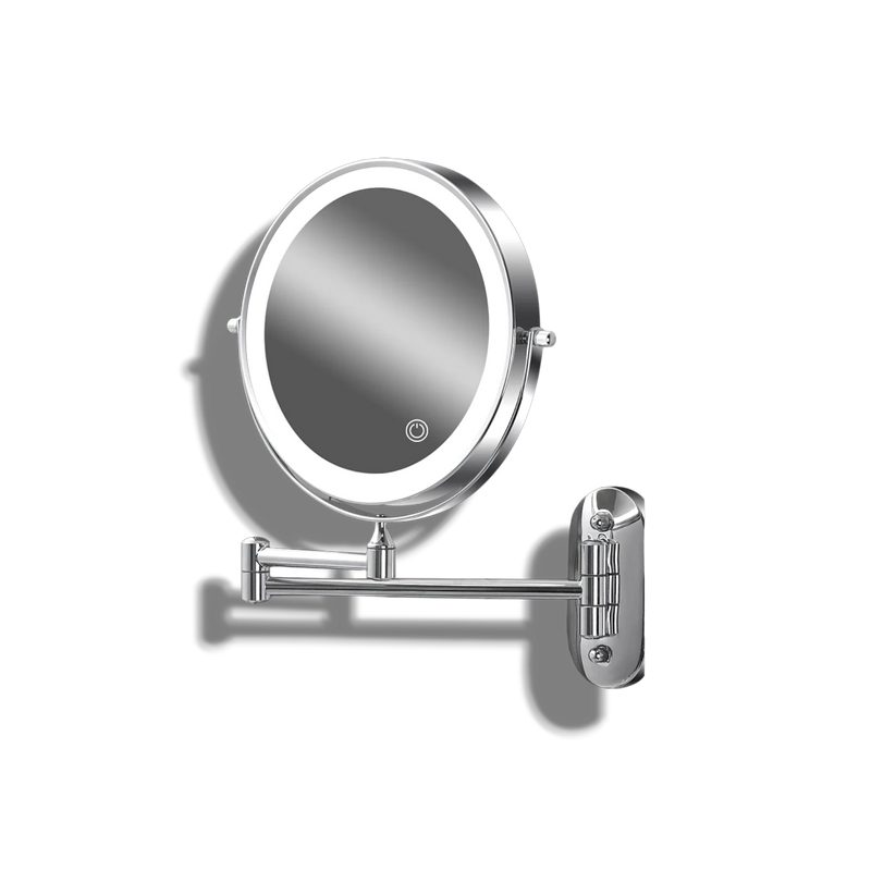 Frescovia - Double Sided Wall Mounted Makeup Mirror With Led Lighting And Magnifying Lens
