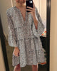 Safira - Elegant Women's Leopard Dress with V-neck and Puff Sleeves