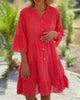 Candela - Breathable Women's Summer Dress with Flattering V-neck and Flared Sleeves
