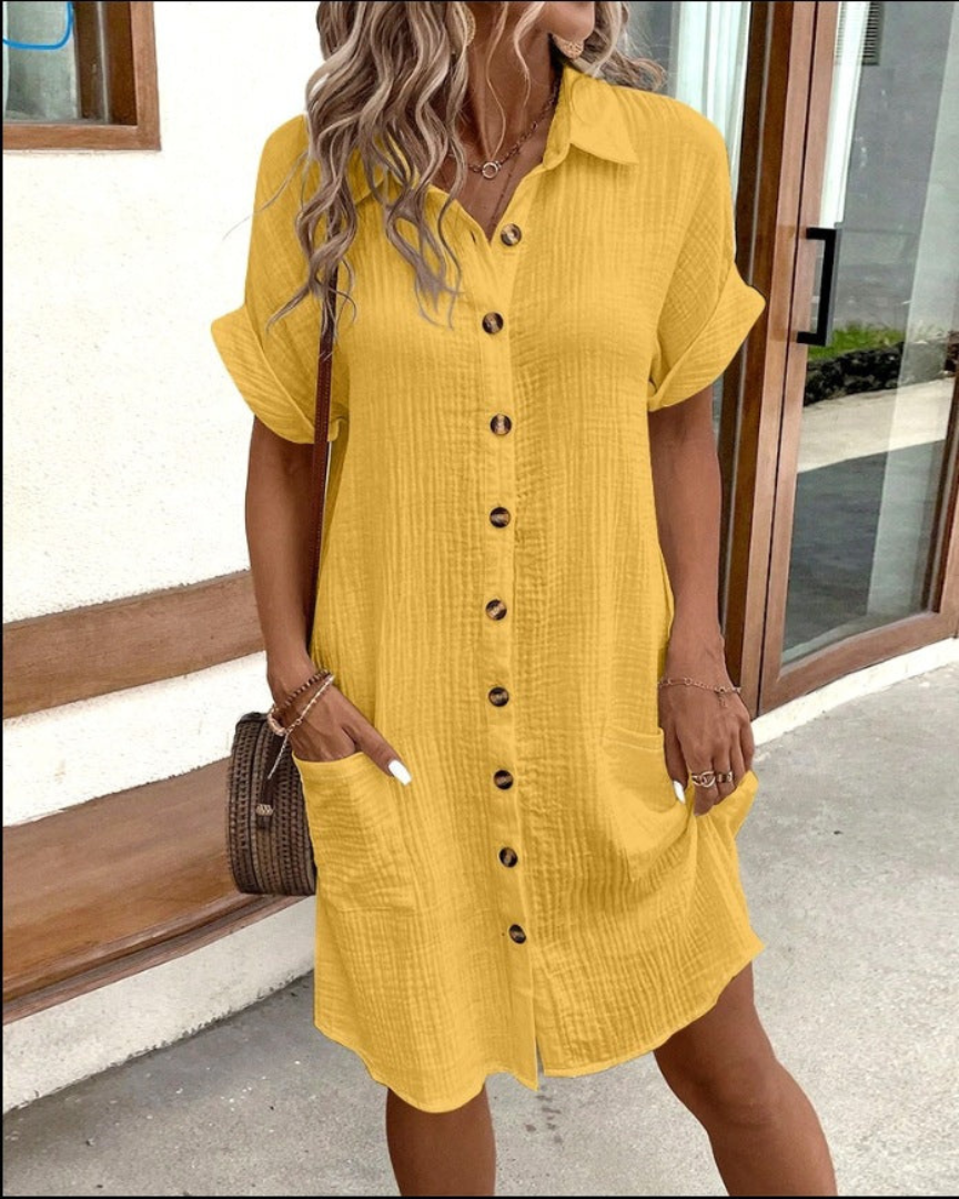 Sidonie - Versatile Women's Shirt Dress for Effortless Elegance and Comfort