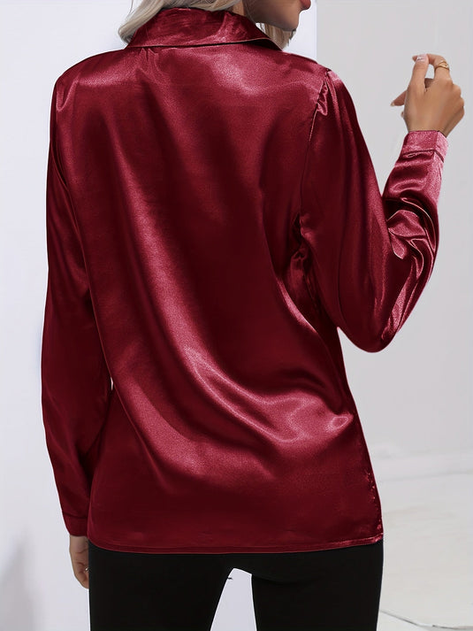 Dora – Elegante Damenbluse in luxuriösem Satin-Finish