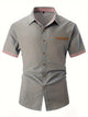 Joel - Stylish Men's Short-Sleeved Shirt with Decorative Chest Pocket