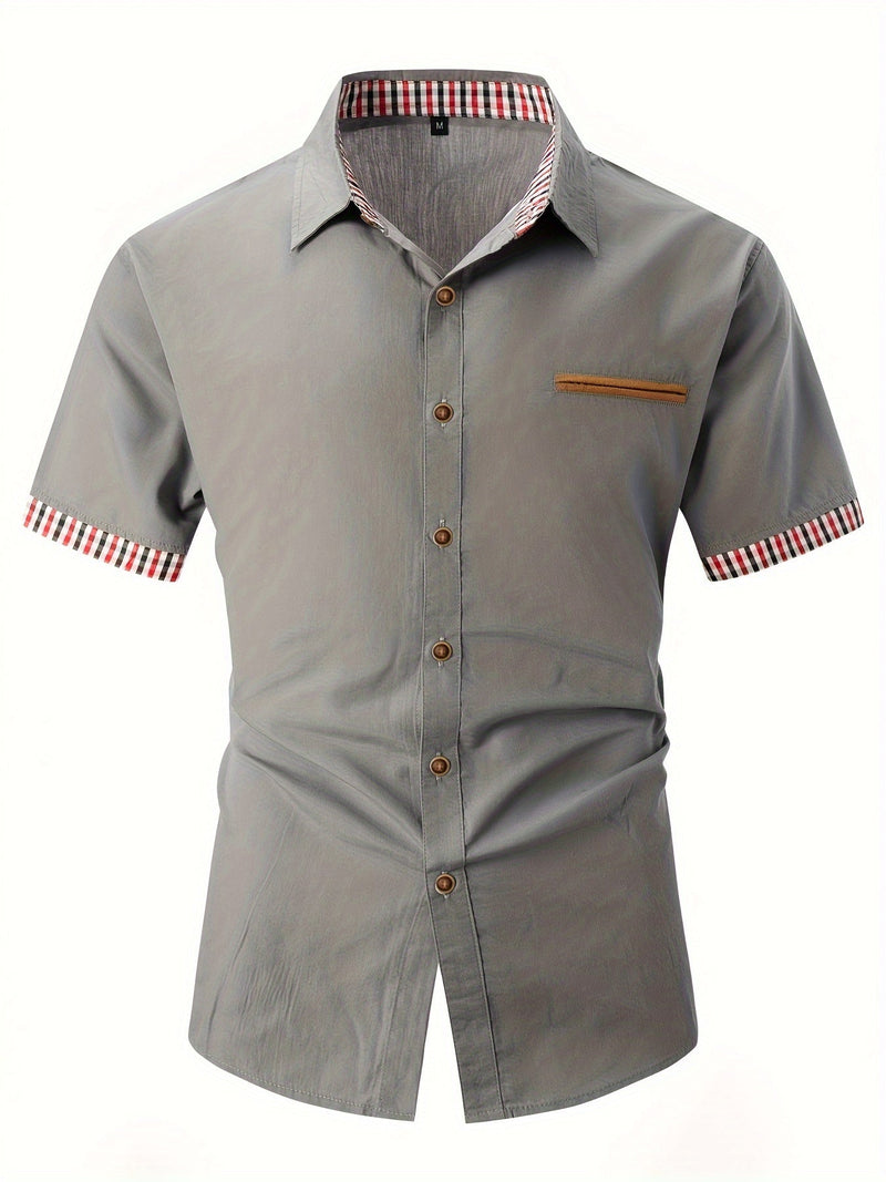 Joel - Stylish Men's Short-Sleeved Shirt with Decorative Chest Pocket