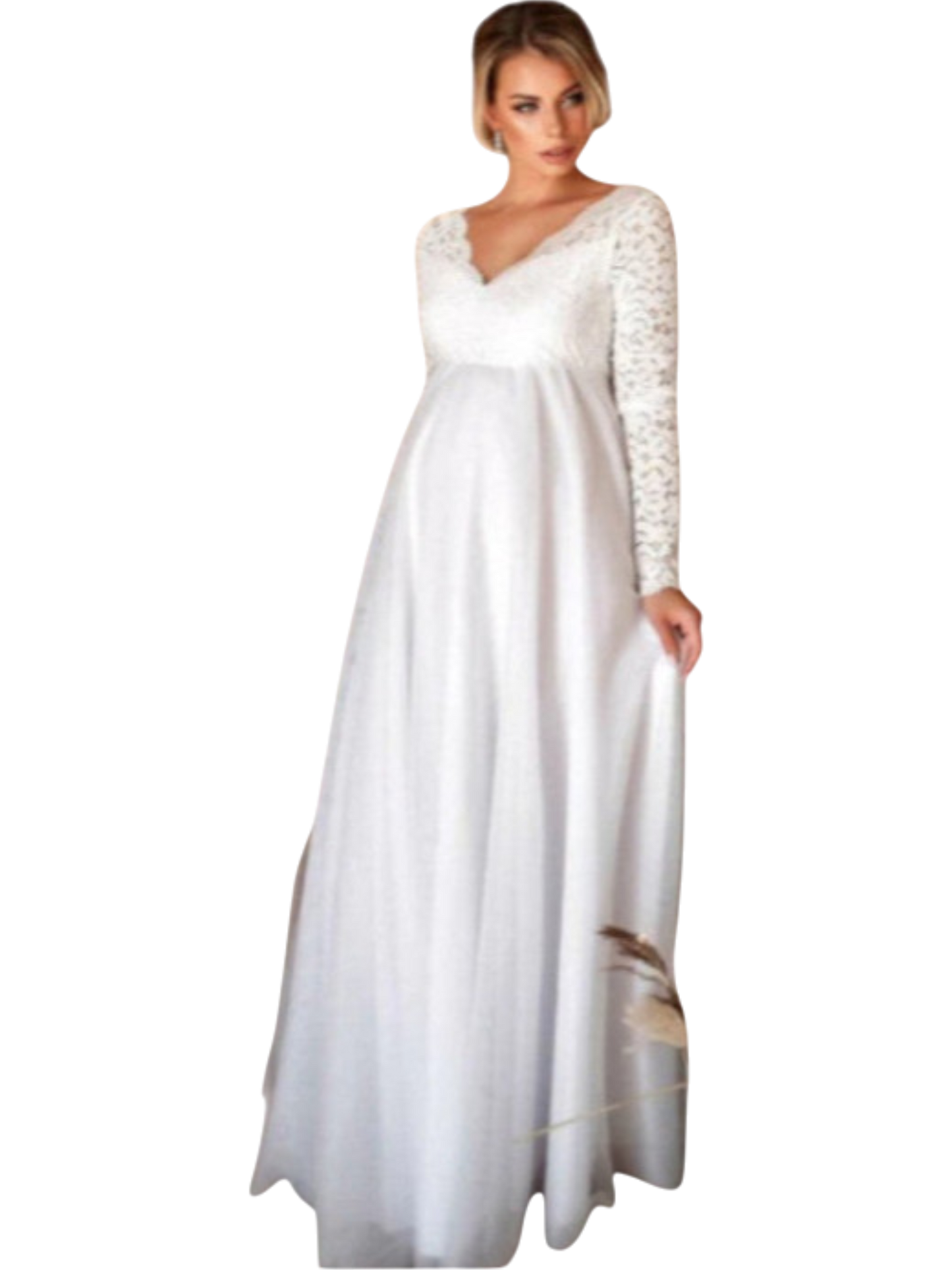 Dabria - Elegant Women's White Maxi Maternity Dress for Any Occasion
