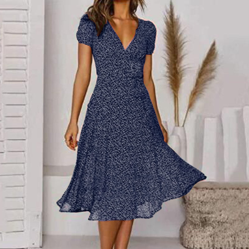 Maylee - Elegant Summer Dress with V-neck and Floral Print