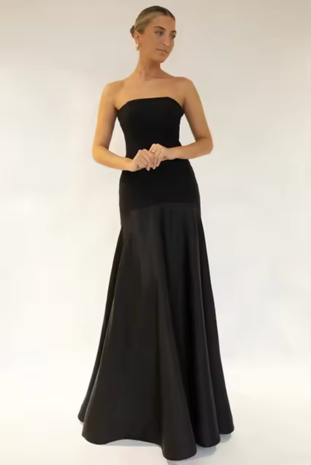 Kerra - Elegant Strapless Maxi Dress with Luxe Patchwork Design