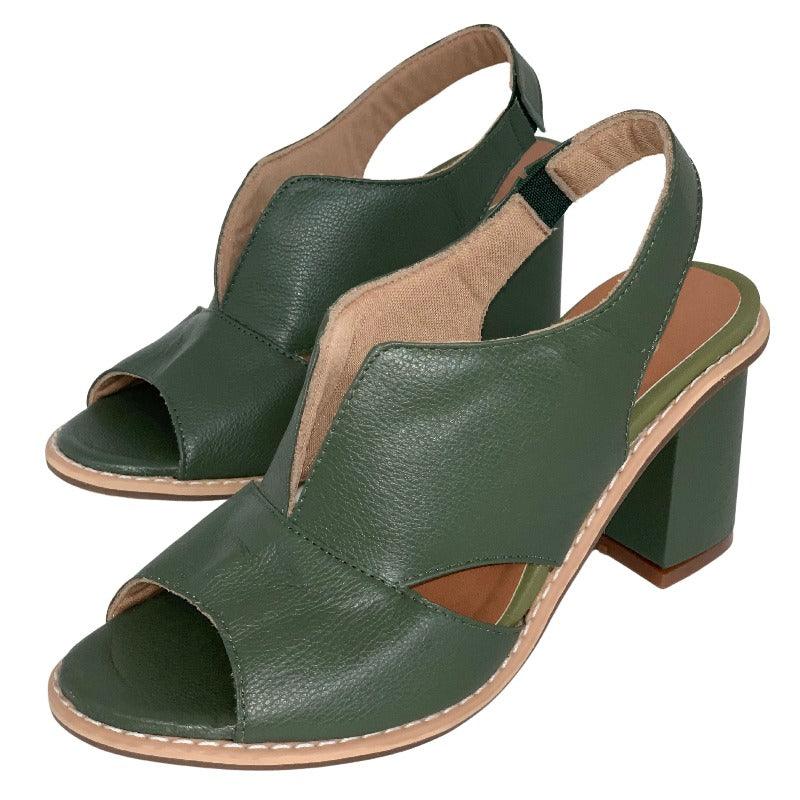 Rae - Stylish Women's Leather Sandals with Comfortable Block Heels