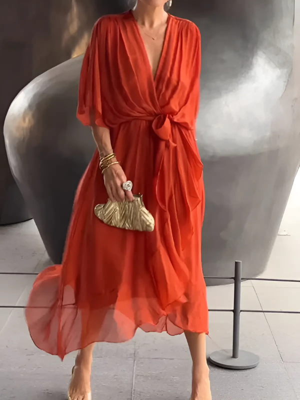 Seraphina - Timeless Wrap Midi Dress for Effortless Elegance