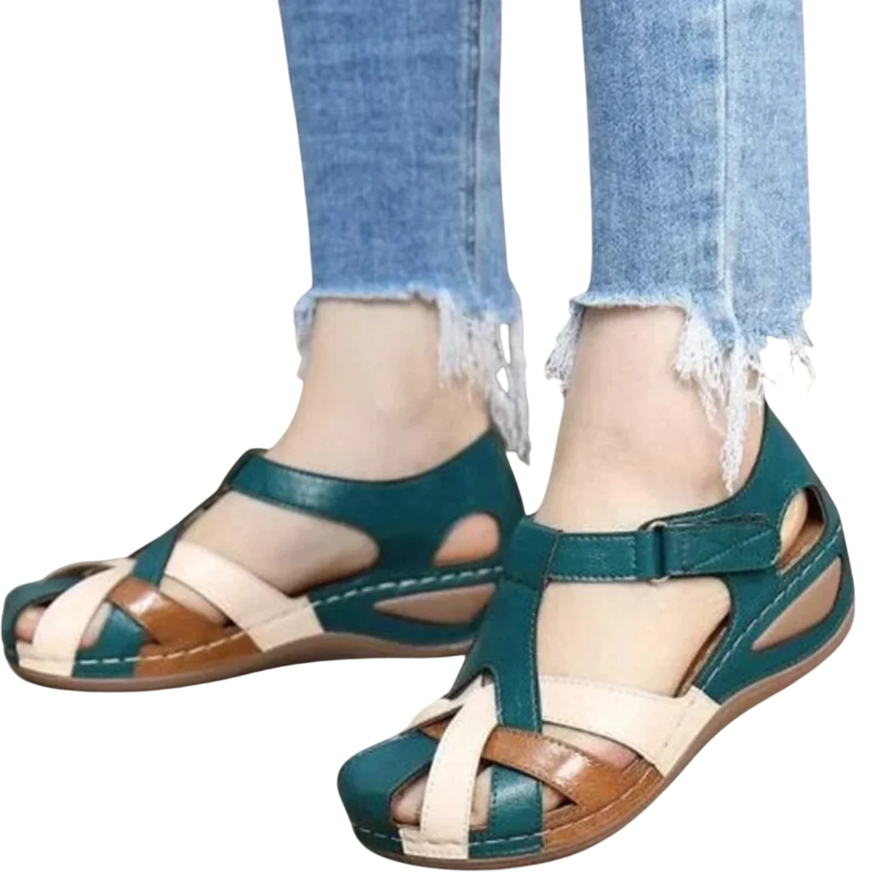 Imogen - High-Quality Leather Wedge Sandals with Adjustable Strap and Soft Insole