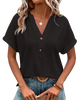 Alana - Women's Elegant Top with V-neck and Button Detail
