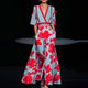 Fleur- Stunning Women's Long Dress with Deep V Neck and Flowing Skirt
