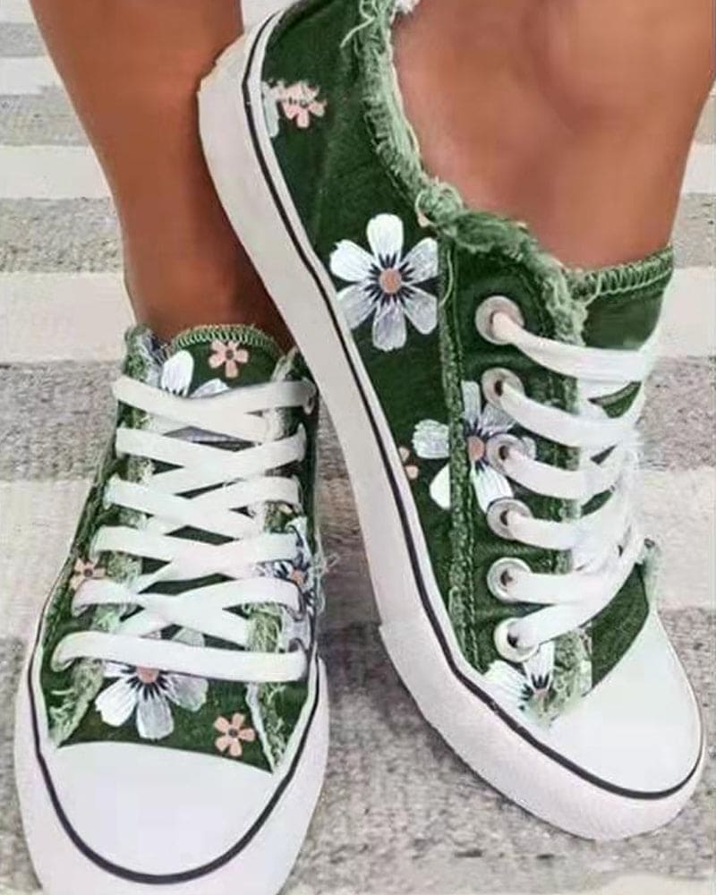 Malinda - Stylish Floral Denim Sneakers for Comfortable Chic Look