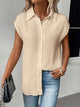 Piper - Elegant Women's Front Textured Linen Blouse with Collared Neckline