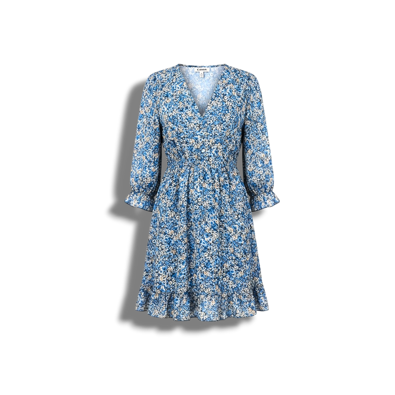 Edith - Floral Puff Sleeve Dress for Effortless Summer Style
