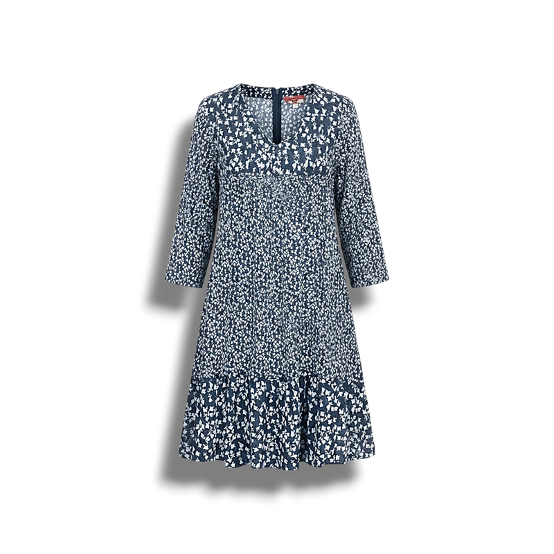 Abigail - Stylish Floral Print Dress with V-neck and 3/4 Sleeves
