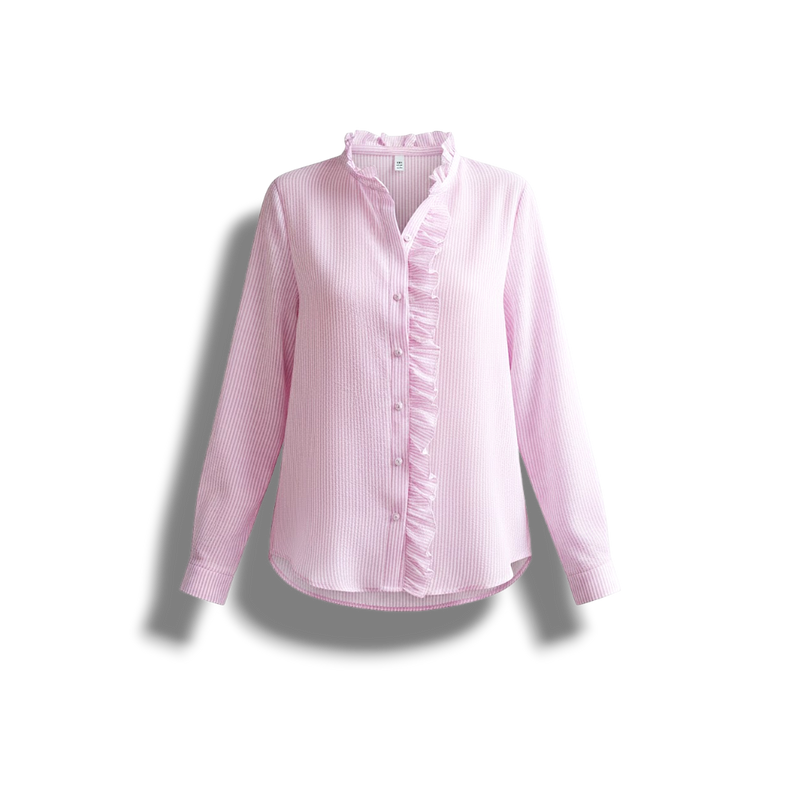 Frances - Long-Sleeved Ruffle Blouse for Elegant and Comfortable Style