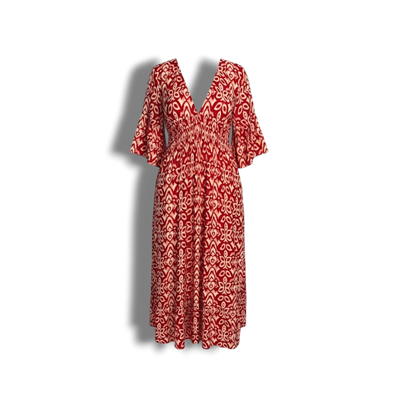 Annabel - Vibrant Printed V-Neck Dress for Effortless Style