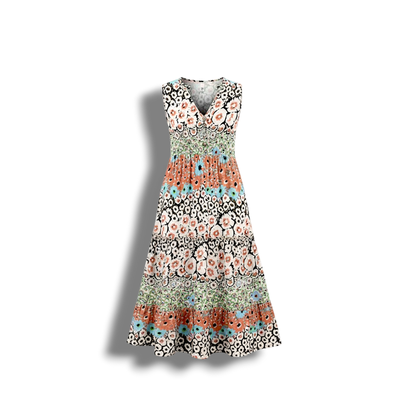 Ellen - Elegant Floral Dress with V-neck for Summer Occasions