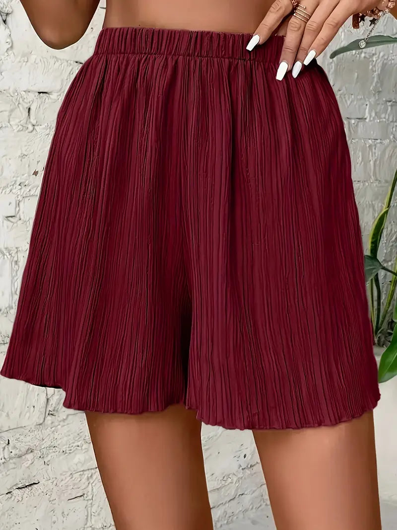 Debra - Elegant Pleated Shorts with Relaxed Fit and Elastic Waistband
