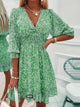 Nikki - Elegant Women's Dress with Floral Print and V-neck