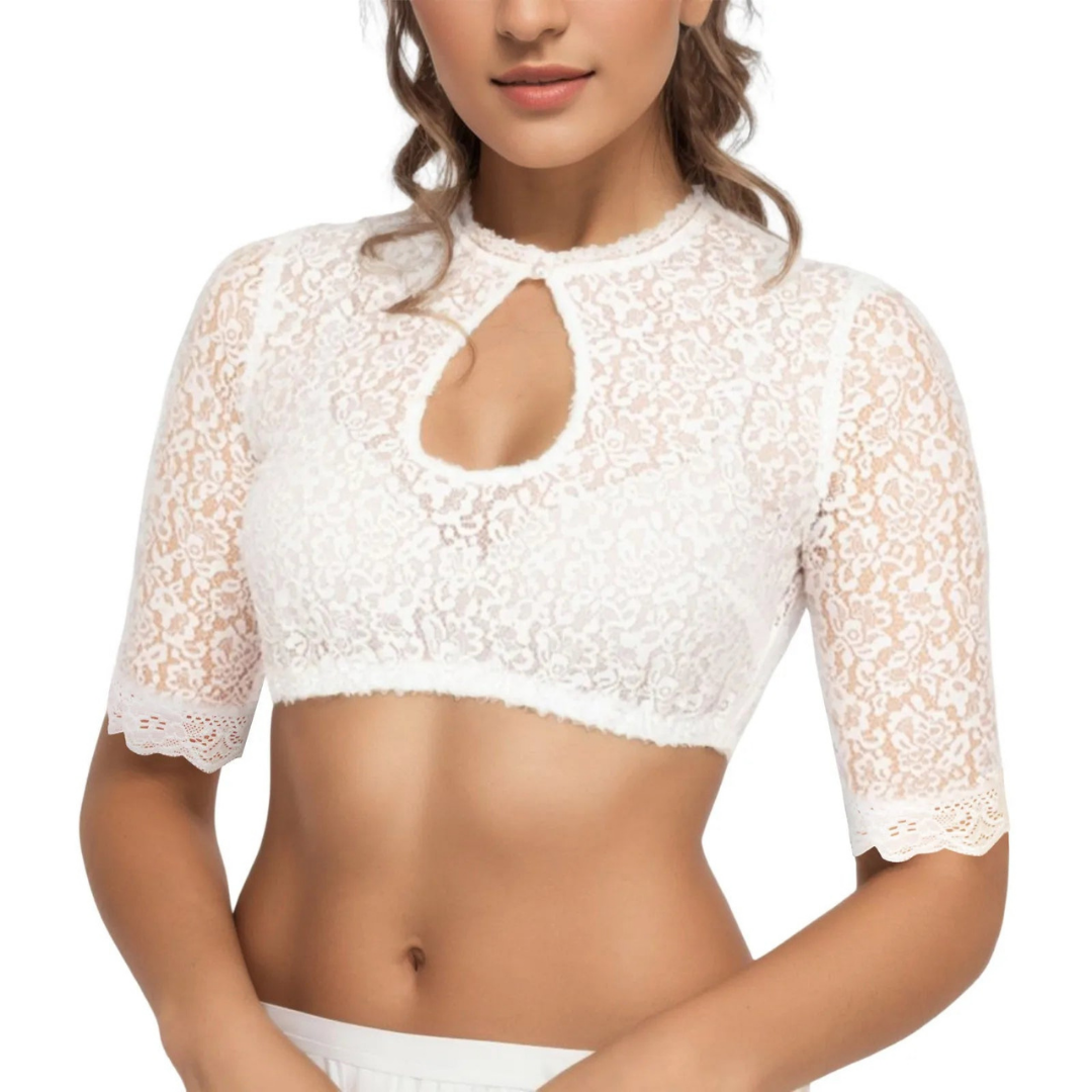 Isis - Elegant White Oktoberfest Dirndl Blouse for Women