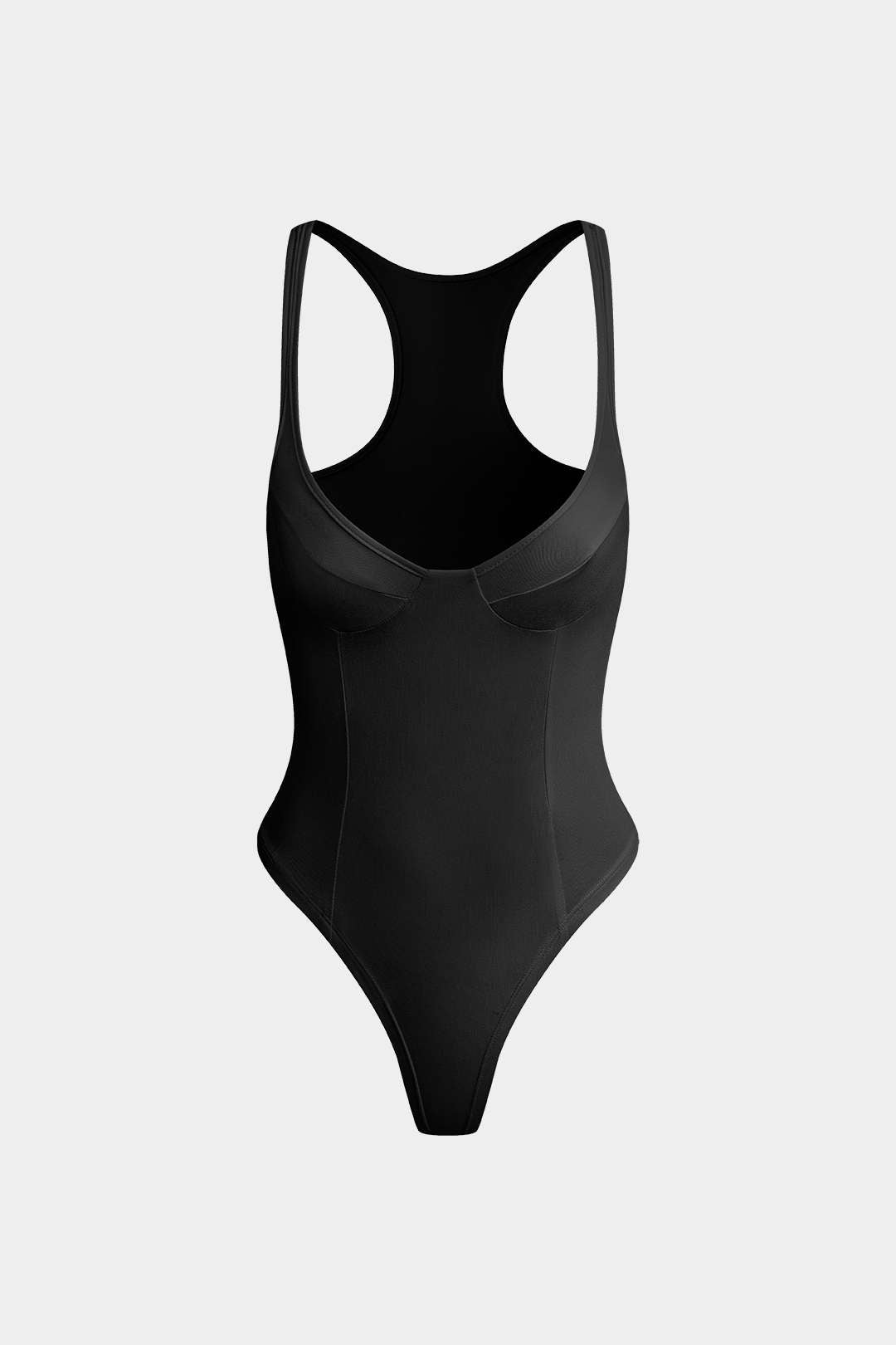 Orla - Basic Solid Deep-V Neck Bustier Bodysuit for Stylish Layering
