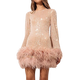 Sophie - Glamorous Evening Dress with Sequins and Feather Hem