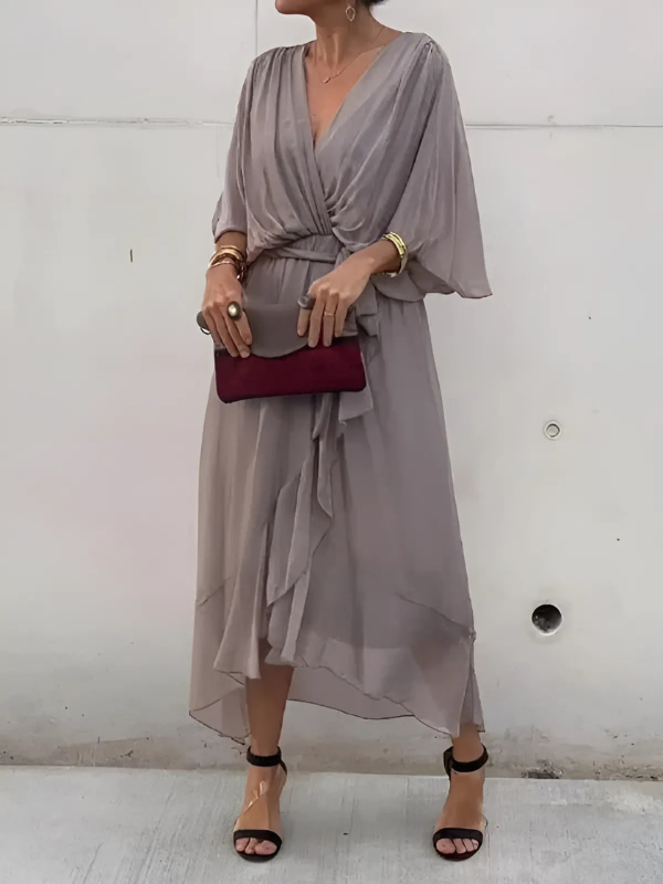 Seraphina - Timeless Wrap Midi Dress for Effortless Elegance