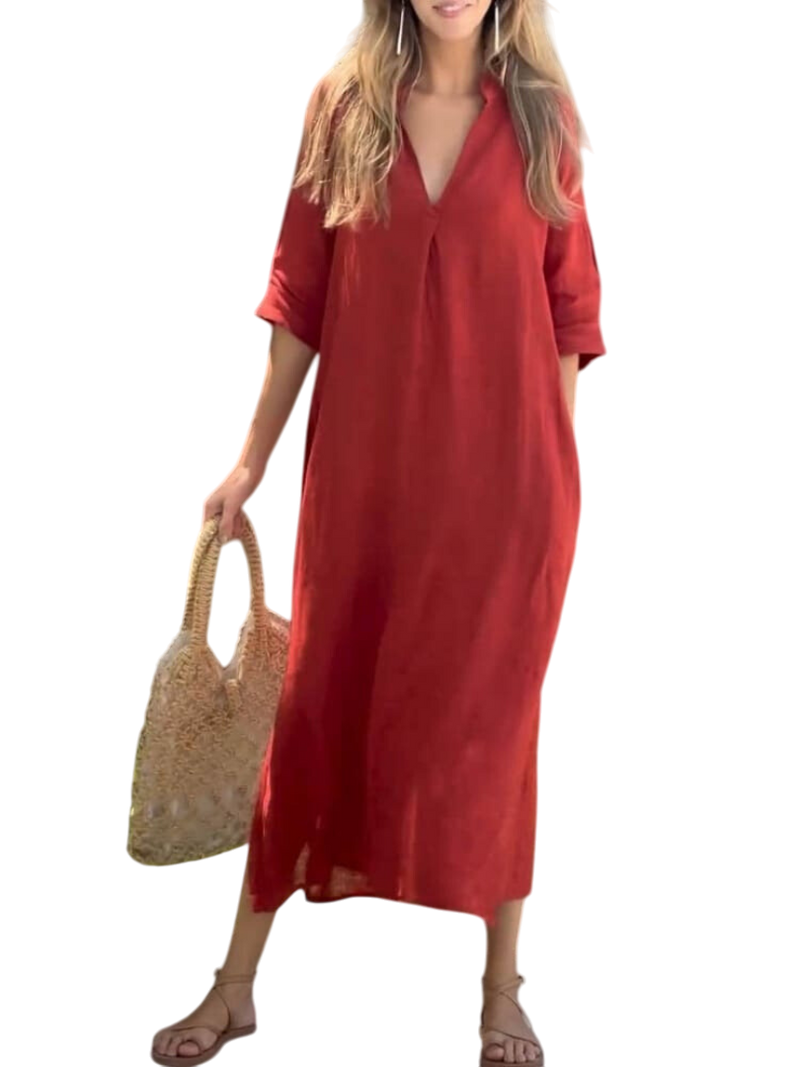 Kimmie - Timeless Women's Maxi Dress with Elegant V-neck Design
