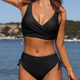 Rosemarie - Wrap Bikini Top With Wide Straps High Waist Side Tie