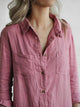 Emilia - Casual Women's Long Sleeve Linen Jumpsuit Olive