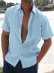 Colin - Lightweight Men's Short-Sleeved Shirt in Cotton and Linen Blend