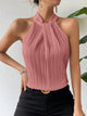 Joy - Elegant Halter Top with Chic Pleated Texture