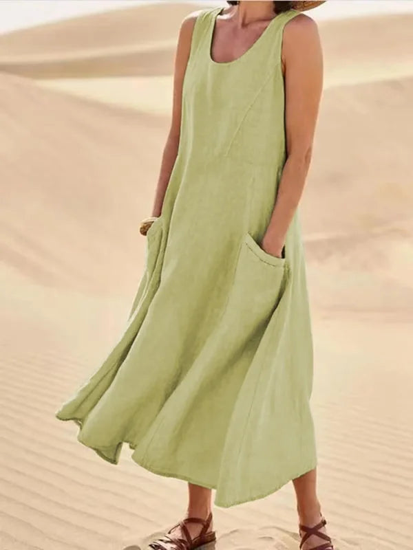 Summer - Relaxed Fit Linen Dress Perfect for Summer Days