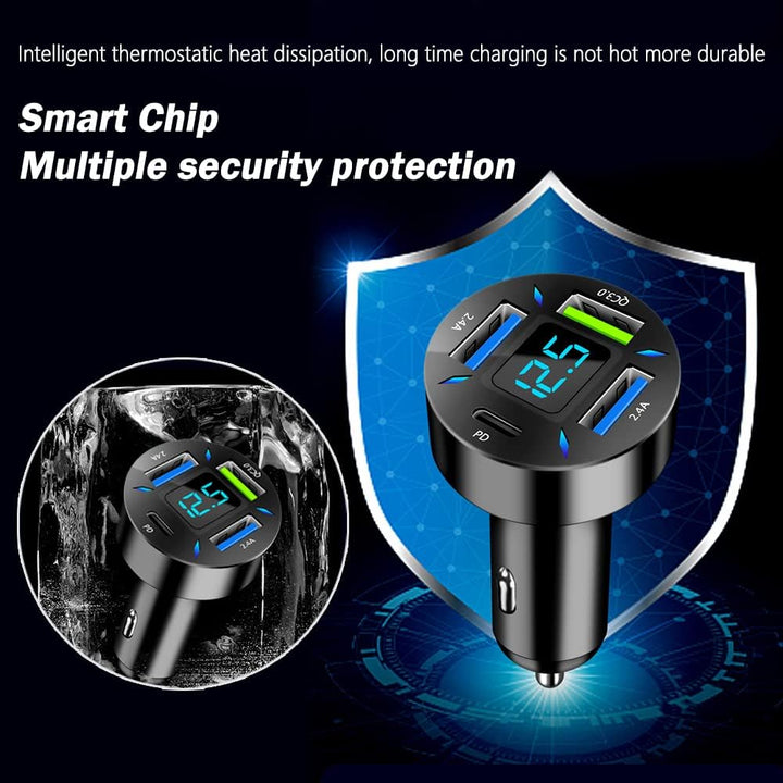 Fosvia - 66W Fast Car Charger USB PD QC 3.0 12-24V Universal