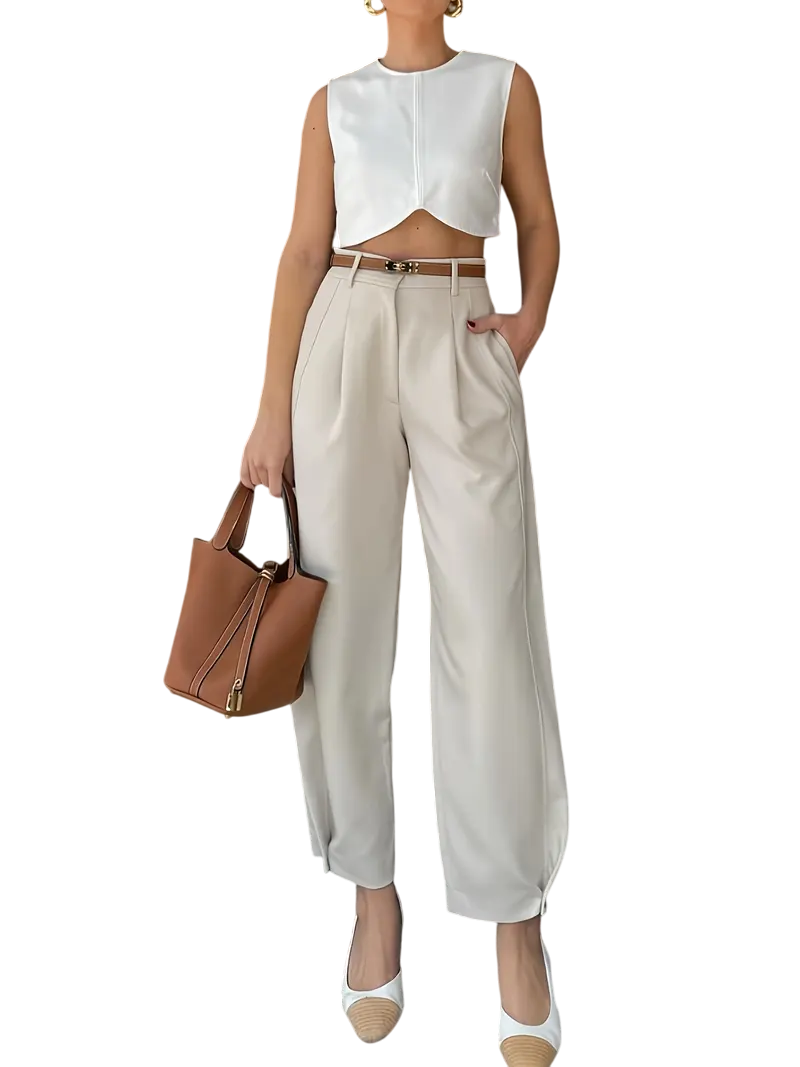 Caitlin - Sophisticated High-Waisted Pleated Trousers for Elegant Styling