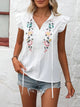 Delilah - Vintage Blouse with Embroidered Ruffle Sleeves and Floral Detail