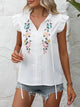 Delilah - Vintage Blouse with Embroidered Ruffle Sleeves and Floral Detail