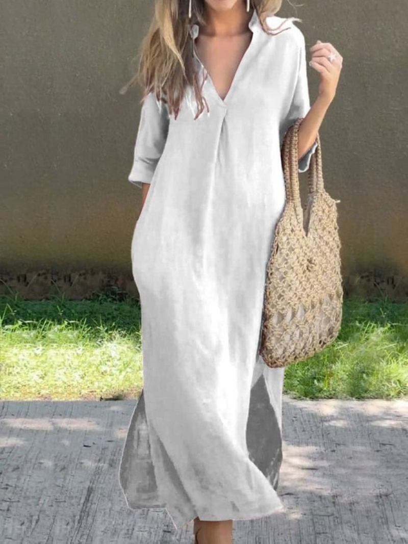 Kimmie - Timeless Women's Maxi Dress with Elegant V-neck Design