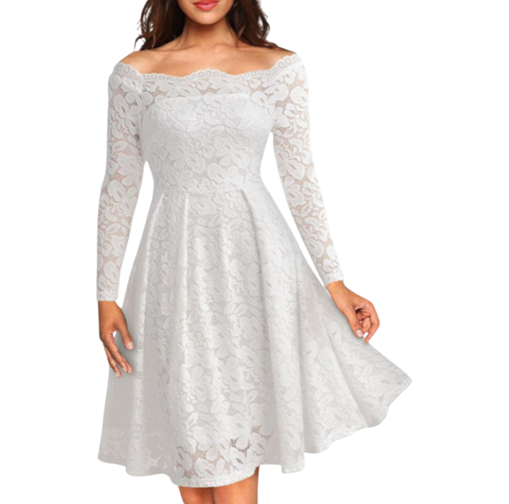 Eseld - Elegant Off-Shoulder Lace Dress for Special Occasions