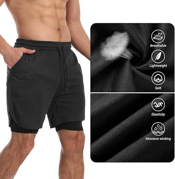 Byron - Men's Gym Shorts With Phone Pocket And Liner