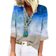 Esther - Stylish Women's Blouse with Sea-Inspired Pattern and V-neck