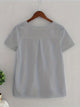 Rahima - Elegant Women's White V-Neck Linen Blouse with Semi-Sheer Quality