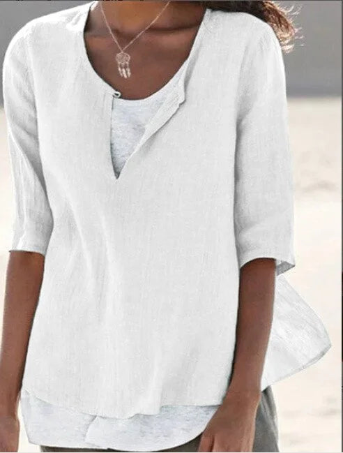 Blyss - Women's Stylish Semi-Dual 3/4 Blouse in Lightweight Fabric